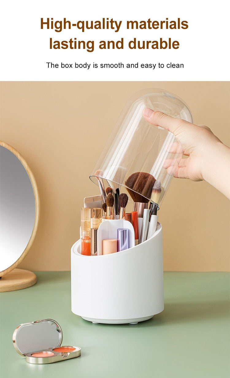 360° Rotating Makeup Organizer – Cosmetic Brush & Beauty Tool Storage Box