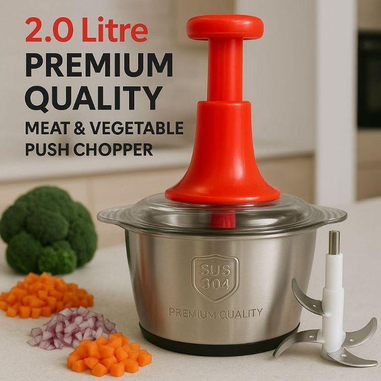2L Manual Food Chopper | Stainless Steel Vegetable & Nut Chopper