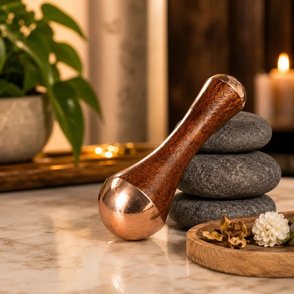 Kansa Wooden Face & Foot Massager | Handheld Self-Care Massage Tool
