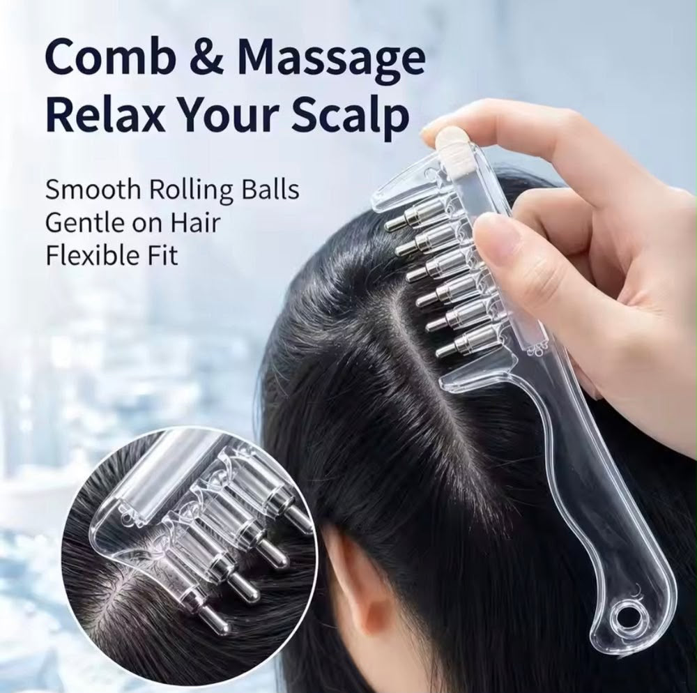 Scalp Massage Comb with Rolling Balls – Head Massager for Hair Care & Relaxation